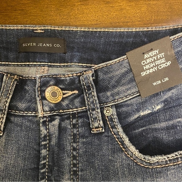 Silver Jeans NWT 5/6 (28) Womens Avery High Rise Skinny Crop Curvy Stretch Jeans - Picture 7 of 14